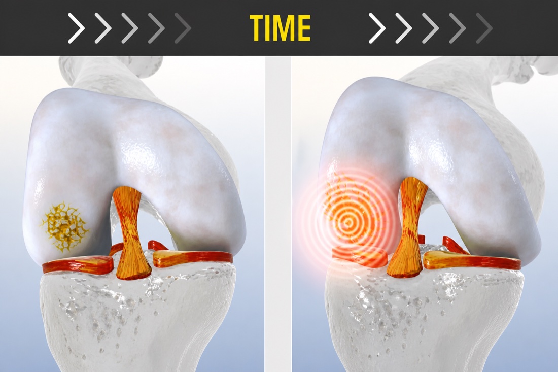 Knee cartilage damage and support over time