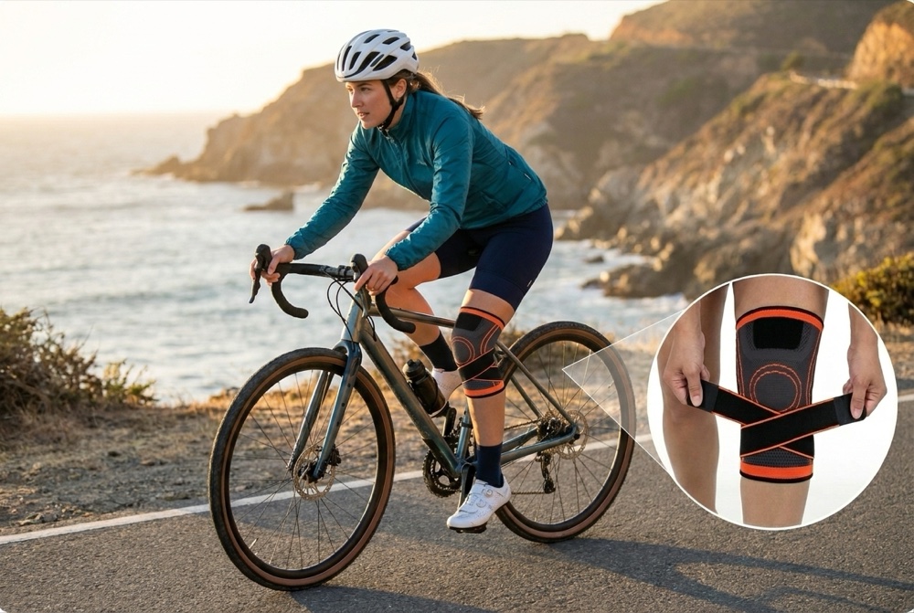 KneeNetic sleeve worn while cycling